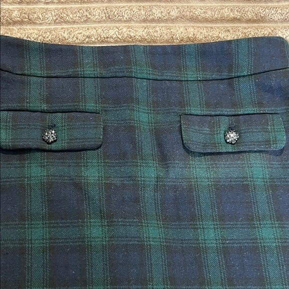 Loft Plaid Green and Blue Women's Skirt - Picture 2 of 3